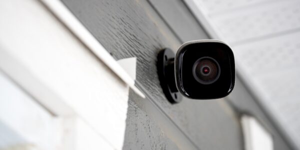 Black-residential-security-camera-window